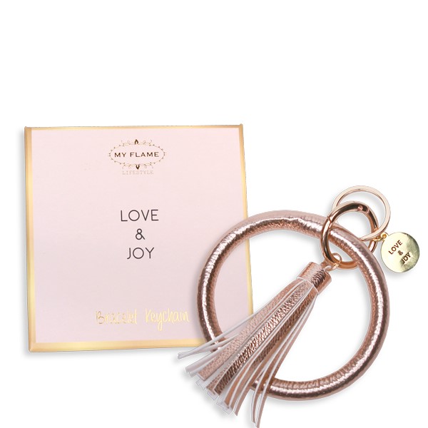 Vegan leren pols sleutelhanger in luxe giftbox Rose goud -  Love and Joy